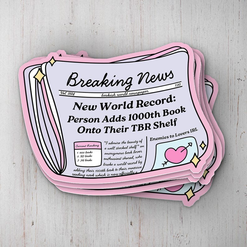 Book Lovers Newspaper Vinyl Sticker, Book Lover Sticker, Laptop Decal ...