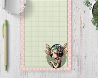 DJ Fairy Notepad, Bookish Notepad, Book Stationery, Bookish planner, Book Lover Notepad, Bookish planner