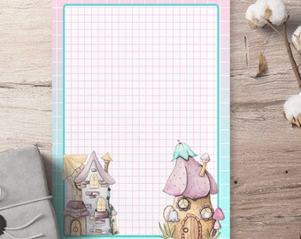 Fairy Houses Notepad, Bookish Notepad, Book Stationery, Bookish planner, Book Lover Notepad, Bookish planner