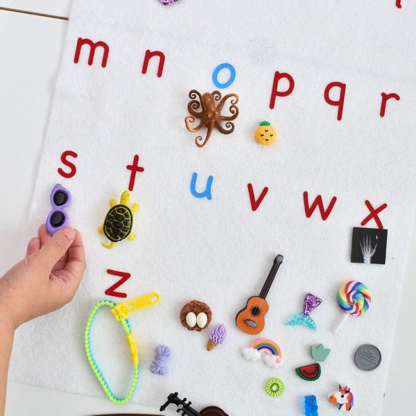 Activités alphabet Montessori début du son âge préscolaire lettre sons montessori mini objet sons d'objet tout-petit langage orthophonie