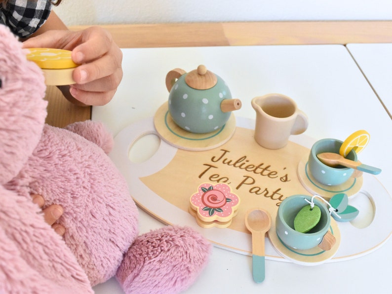 Afternoon Tea Play Set birthday gift Montessori pretend play toddler custom christmas gift tea set wood gift kid