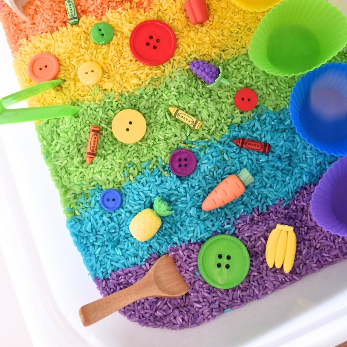 Rainbow Colour Matching Sensory Bin Montessori Matching Etsy