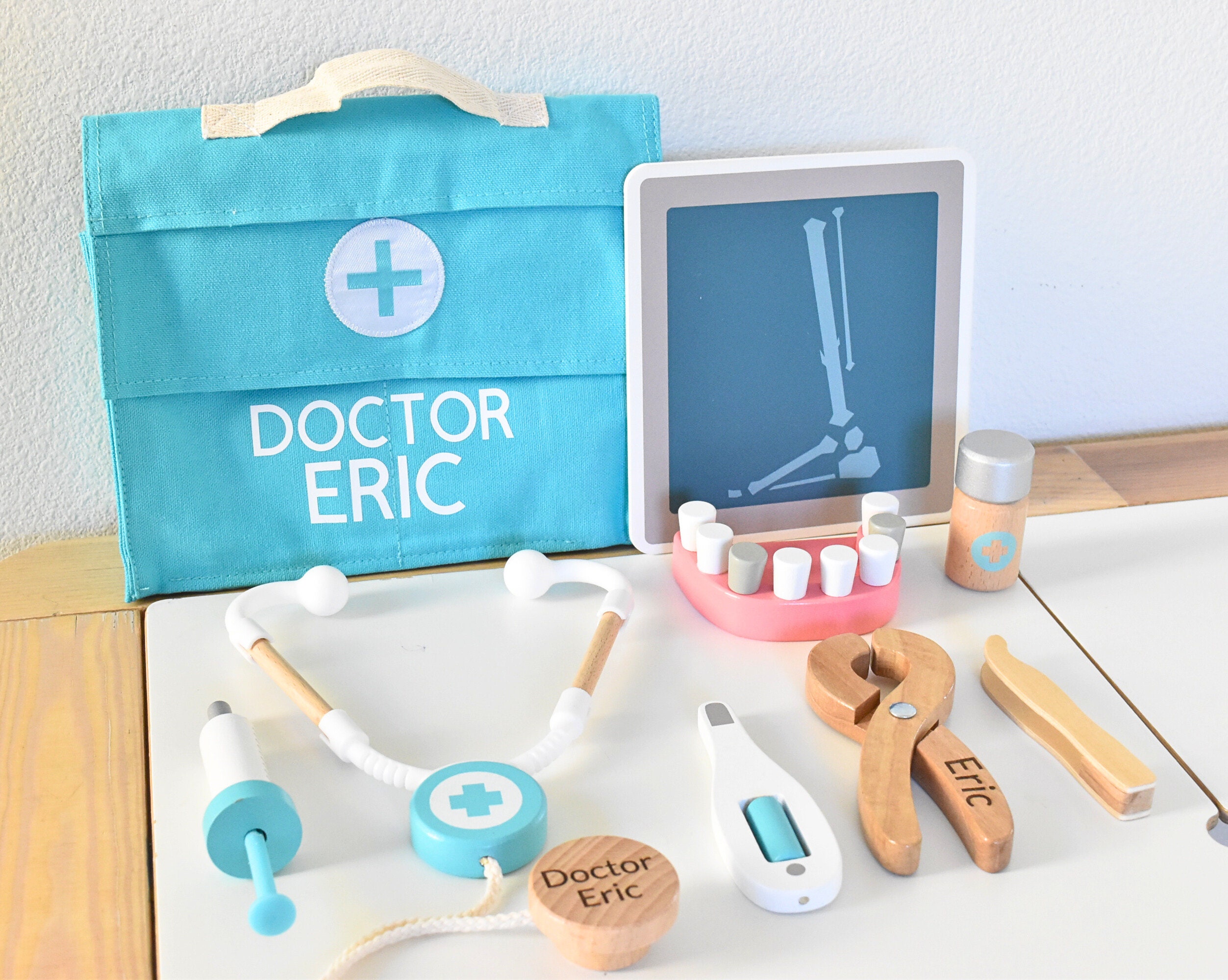 Kit de médecin en bois pour enfants Dentiste Playset Jouet Kits médicaux  Faire semblant rôle pour Pla