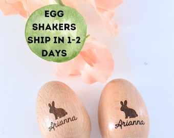 Personalized egg shakers easter basket gift toddler easter basket fillers baby gift easter personalized toddler gift montessori wooden music