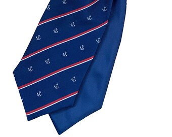 Men's Royal Navy Regimental Striped with Anchor Motif Ascot Cravat