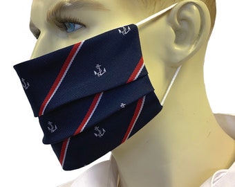 Men's Royal Navy Stripe & Anchor Reusable Face Mask