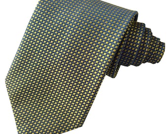 Cravatta da uomo a quadri quadrati blu e gialli