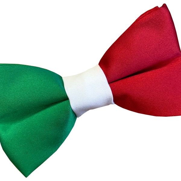 Men's 100% Satin Italian Flag Ready-Tied Bow Tie