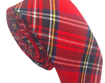 Cravate fine en tartan rouge Royal Stewart