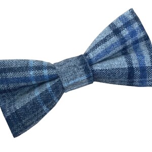 Men's Blue Tartan Check Wool Bow Tie