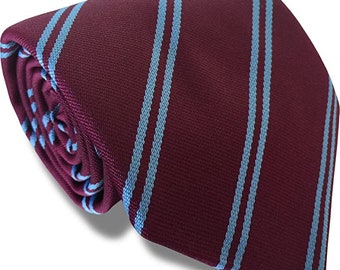 Claret & Blue Striped Football Tie