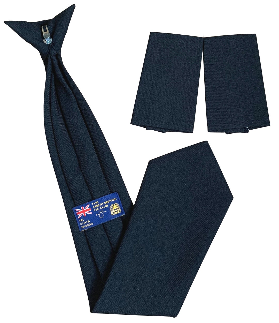 Men's Plain Black Clip on Tie & Matching Shoulder Epaulettes Etsy