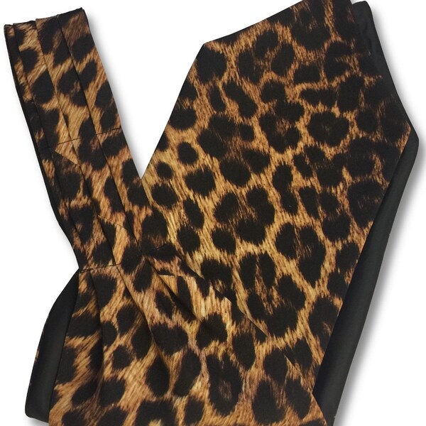 Men's Leopard Print Satin Ascot Cravat