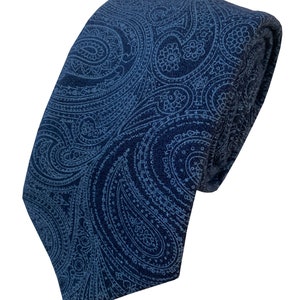 Men's 100% Wool Navy Blue Paisley Neck Tie