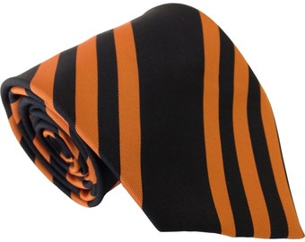 Men's Orange & Black Striped Football Tie