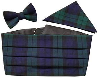 Black Watch Tartan Cummerbund Set (Includes Bow Tie & Hanky)