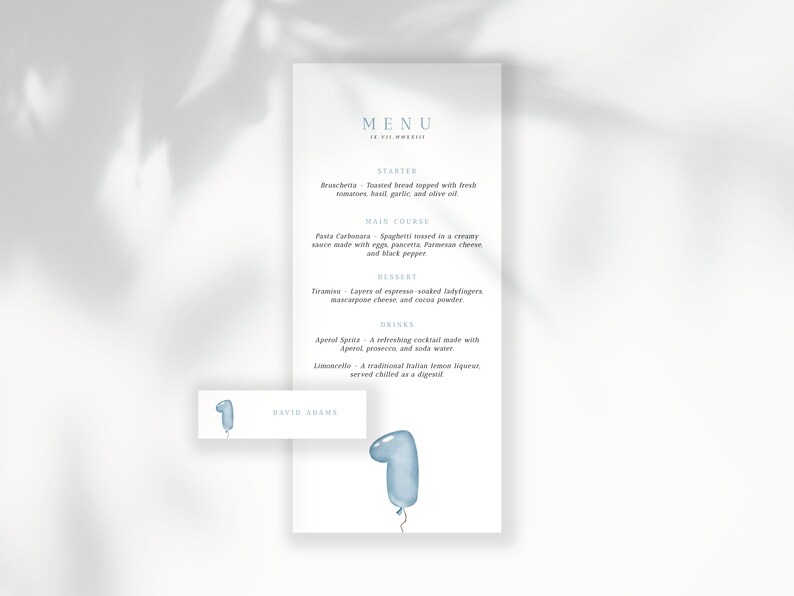 Printable Menu Editable Menu Template Menu for Celebration - Etsy