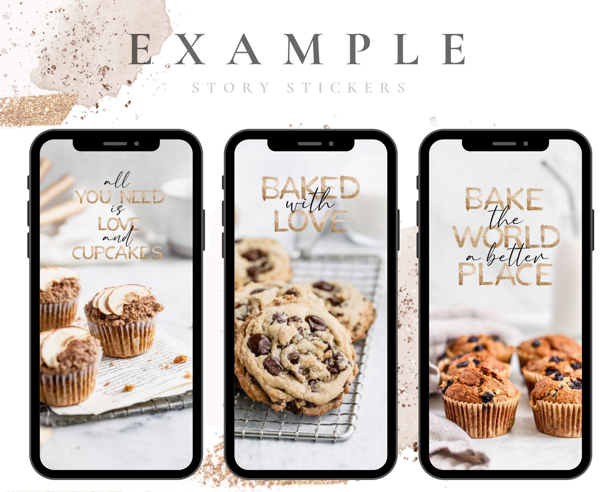 40 Instagram Story Stickers Bakery / Bakery Golden Stickers / Instagram