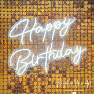Happy Birthday Neon Leuchtreklame |LED Neon Light Sign | Ästhetisches Haus- und Raumdekor | Leuchtreklame Bar | Handgemachte Leuchtreklame | Personalisiertes Geschenk Dekor