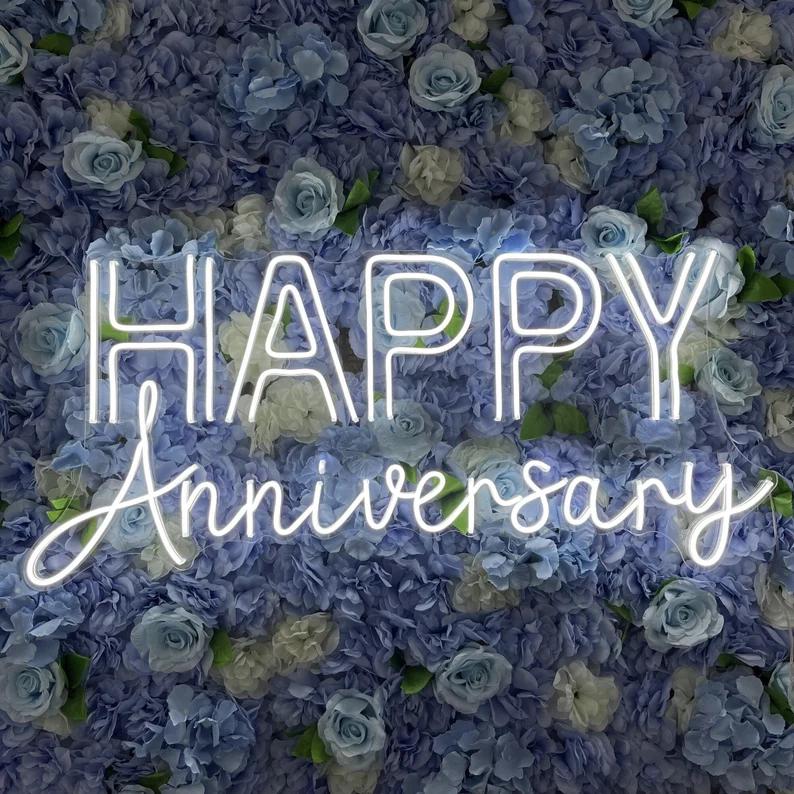 Happy Anniversary Neon Sign, Custom Proposal Neon Sign, Battery Operated Upgrade Available, Neon Sign, LED Acrylic Sign with Free Dimmer