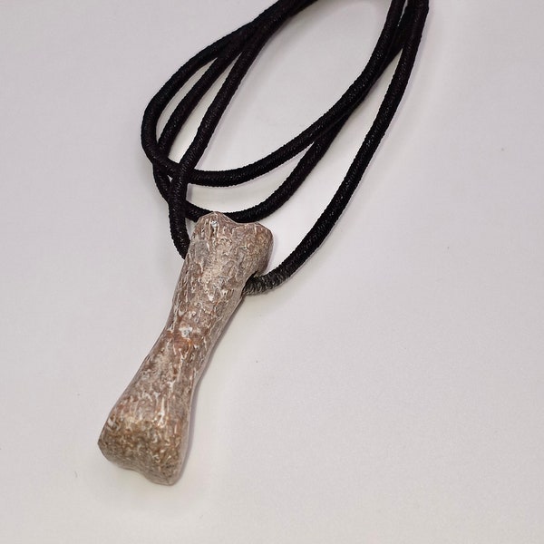 Genuine Dinosaur bone 2” pendant 30” black nylon cord Dinosaur Bone necklace Genuine Dinosaur Bone