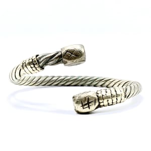Handcrafted Viking-Inspired Silver Cuff Bracelet | Norse Style Adjustable Torque Bracelet | Unique Men’s or Women’s Nordic Jewelry