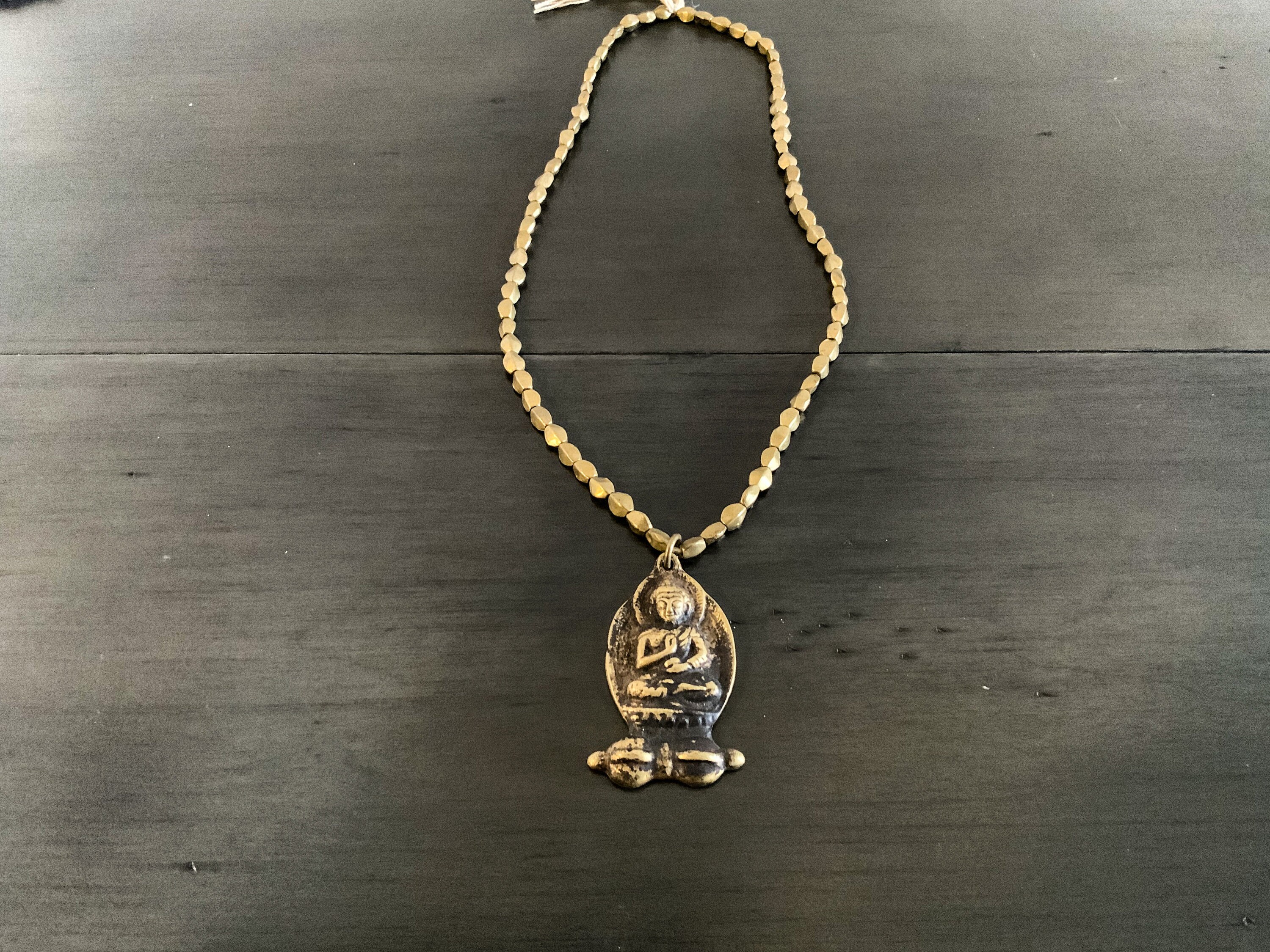 Antique Brass Beaded Necklace Etsy