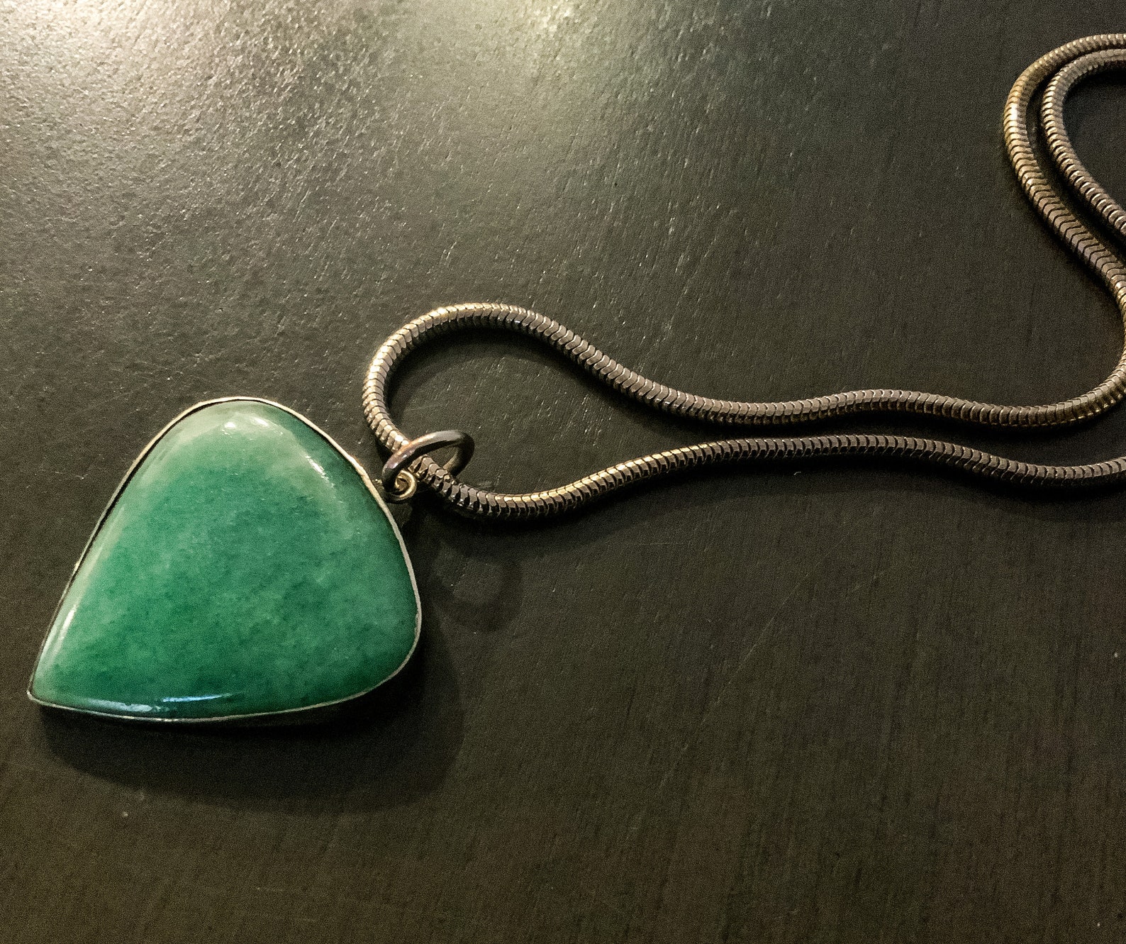 Jade pendant on silver snake chain necklace Etsy
