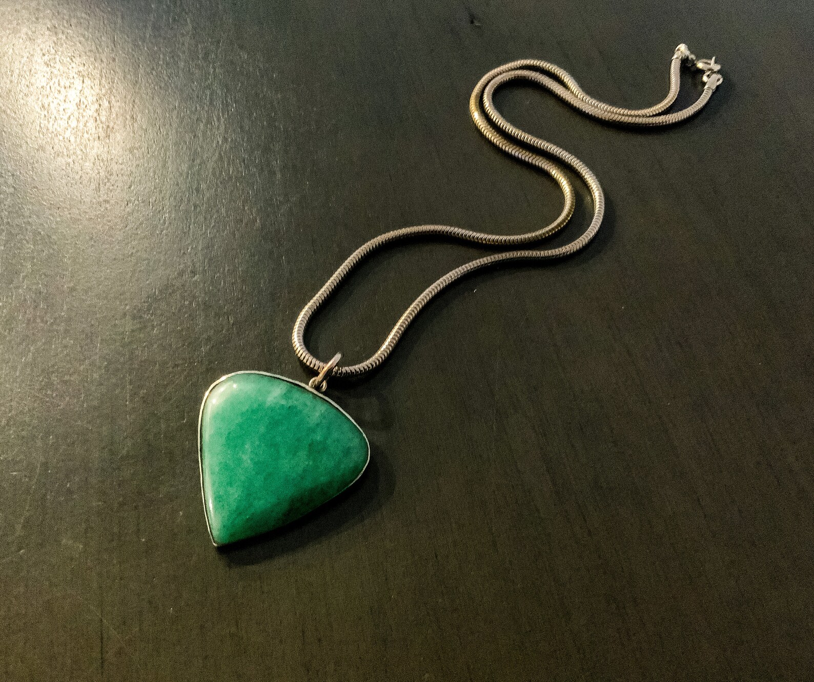 Stunning, Jade Pendant, Silver Snake Chain, Necklace, Jade Stone, Luck