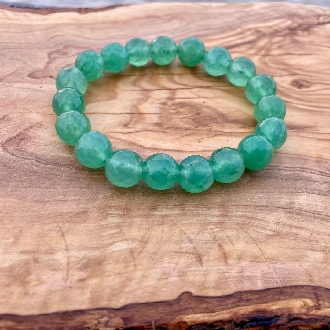 Green Apple Jade Bracelet Jade Bracelet 7 Stretch Bracelet Etsy
