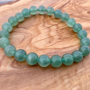 Green jade round bead bracelet stretch bracelet lucky bracelet