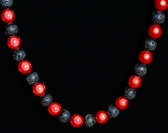 Collar de aromaterapia con piedra de lava negra: joyería curativa unisex