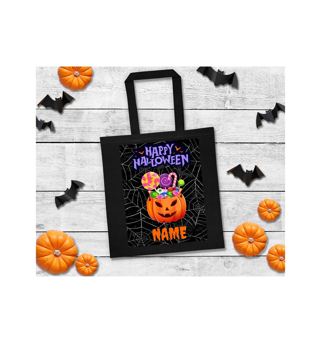 Personalized Halloween Tote Bag, Custom Trick or Treat Bag, Custom Name ...