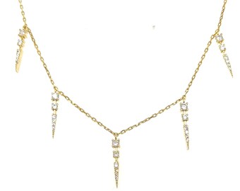 Spike Charm Necklace - 14K Gold Over Sterling Silver