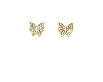 Butterfly Stud Earrings - 14K Gold over Sterling Silver