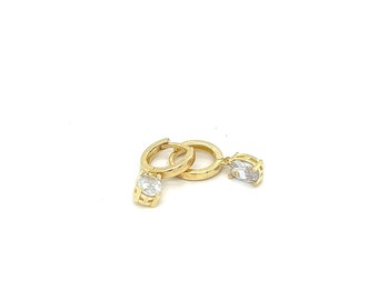 Oval Dangle Earrings - 14K Gold over Sterling Silver