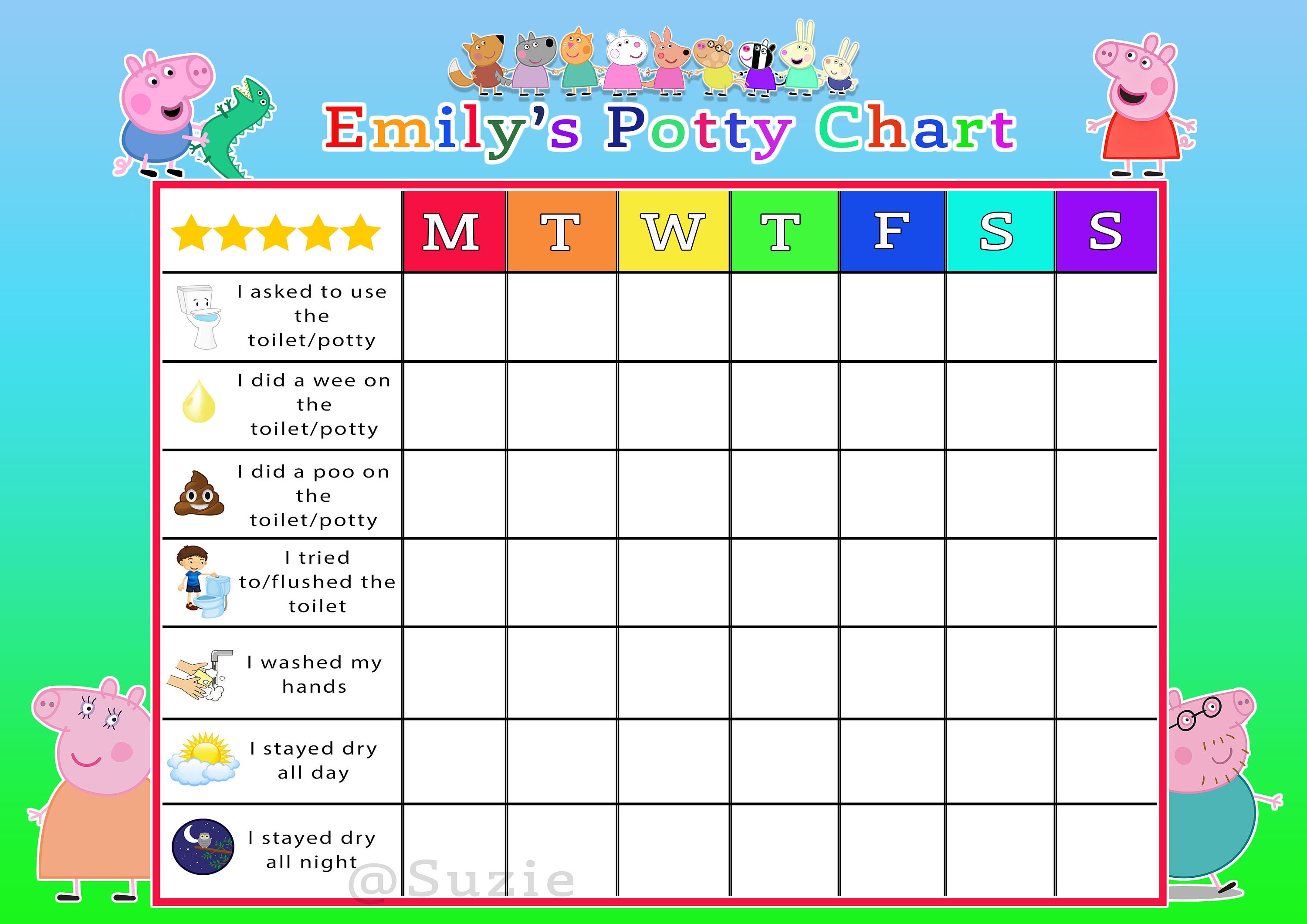 Potty and Toilet Training Reward Chart With Star Stickers and Etsy UK
