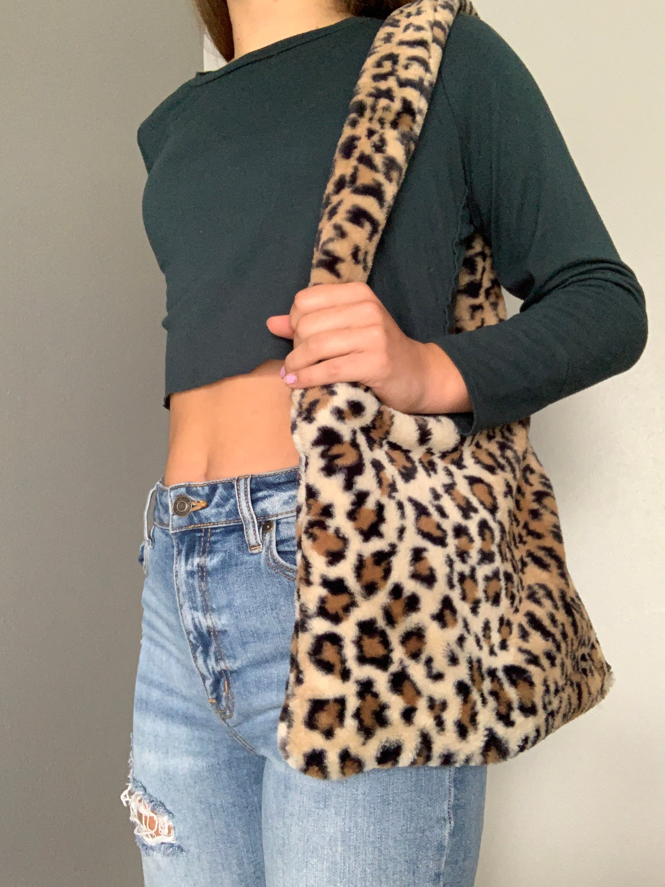 fluffy cheetah bag
