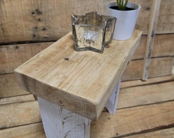 Small rustic decorative bench white