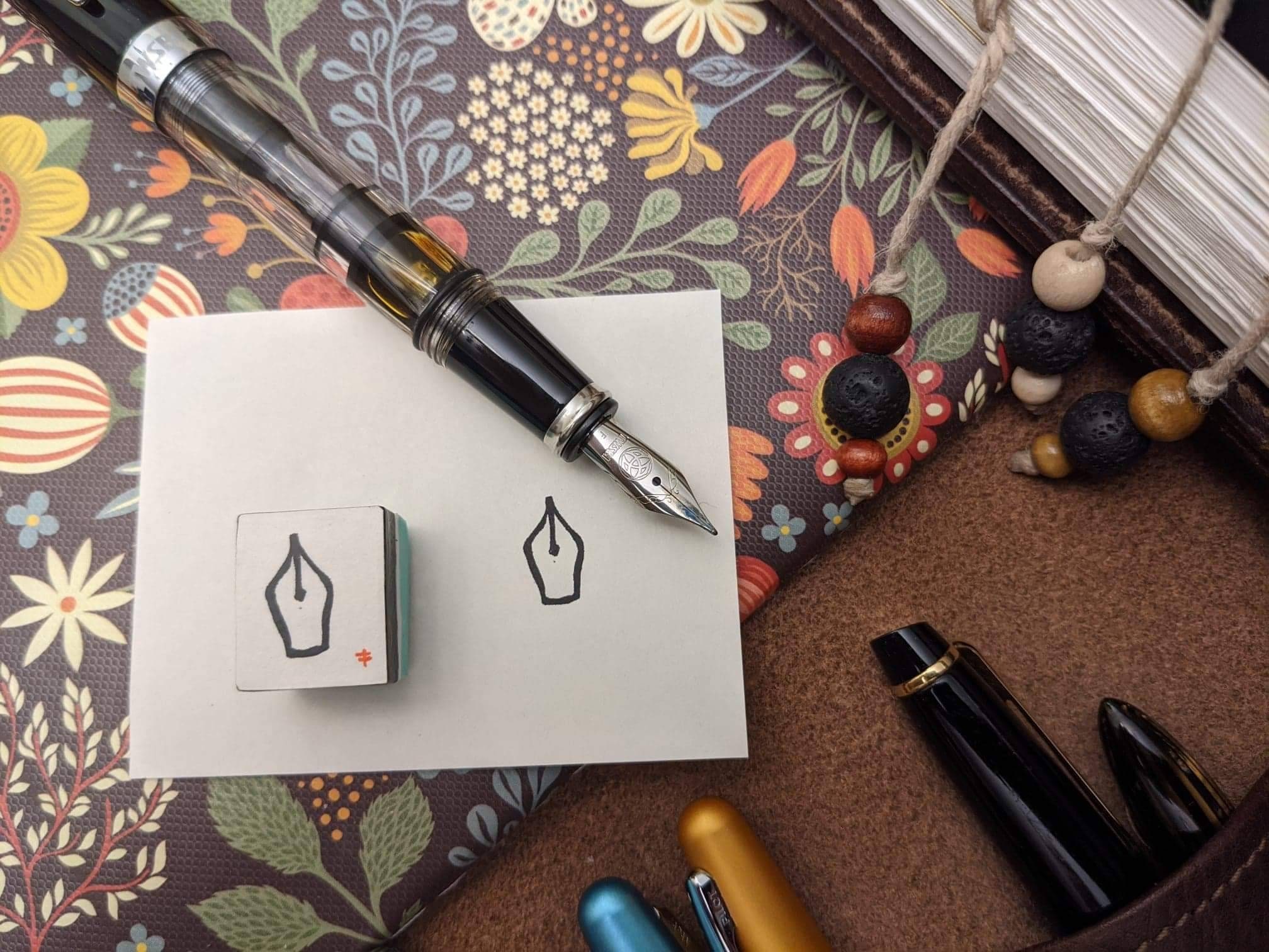 Handmade fountain pen nib rubber stamp Etsy