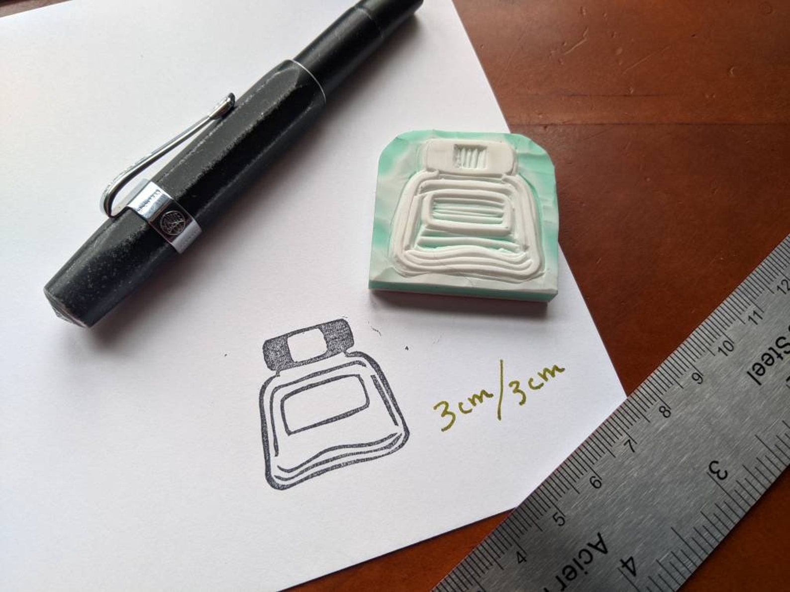 Handmade rubber stamp ink bottle Etsy