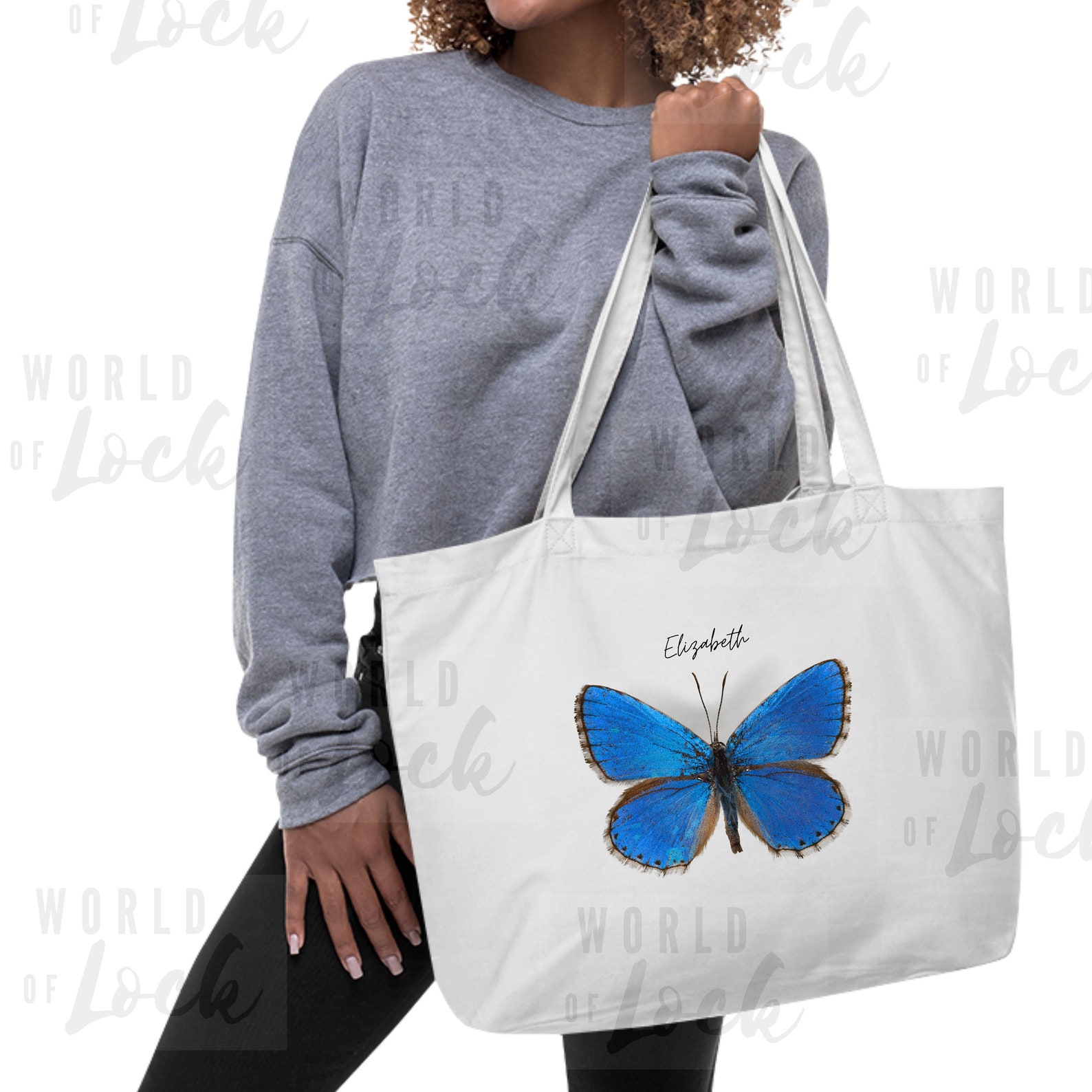 Butterfly Tote Bag Blue Butterfly Canvas Tote Bag | Etsy