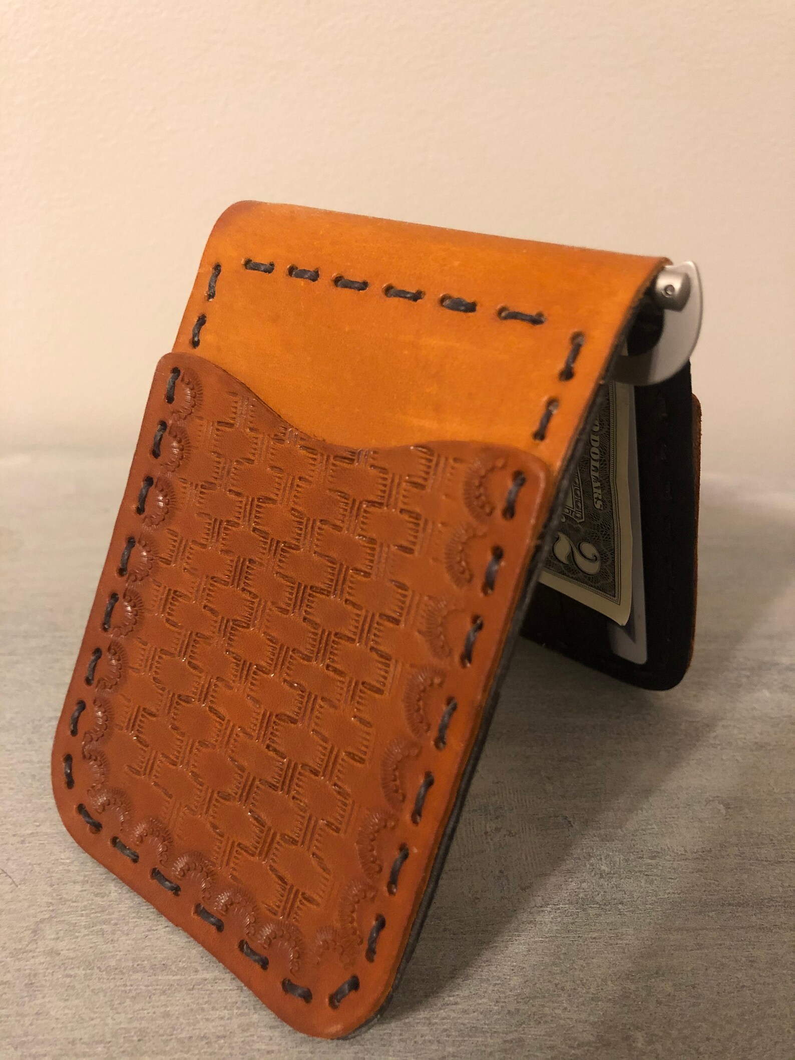 Custom Hand Tooled Leather Money Clip Etsy