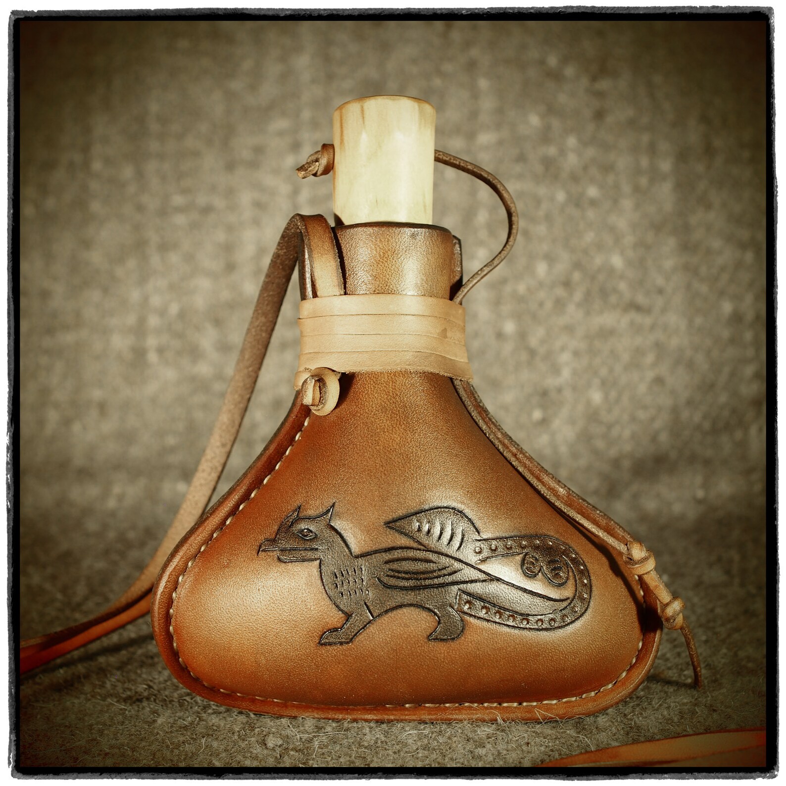 Handcrafted leather wineskin 300 ml Etsy