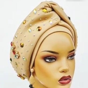 Tulbandpet, dameshoed, voorgestrikte hoofddoek, nud-tulband, tulband verfraaien, zendspoel, cartoonbruine hoofddoek, chemomuts, alopeciapet verfraaien