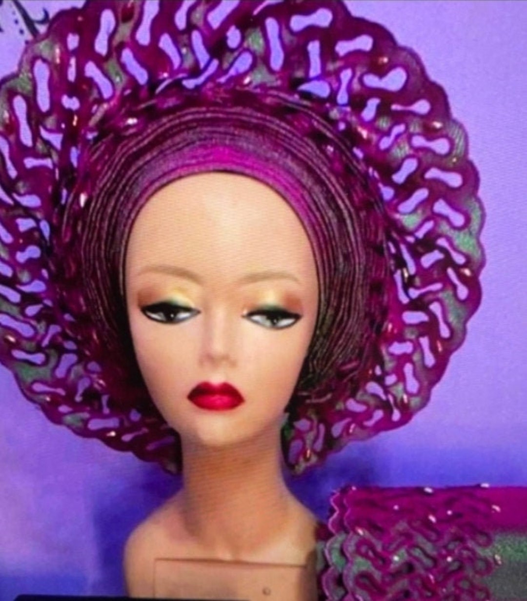 Auto Gele Asos Laser Cut Pretied Gele Pink Auto Gele Etsy