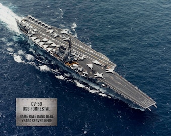 USS Forrestal CV-59 Personalized 8x10 Photo Print, Navy Veteran Gift, US Navy Aircraft Carrier