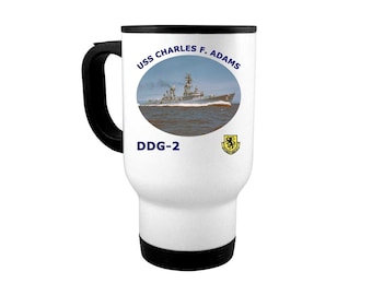 Personalized DDG 2 USS Charles F Adams Travel Coffee Mug