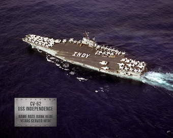 USS Independence CV-62 Personalized 8x10 Photo Print, Navy Veteran Gift, US Navy Aircraft Carrier
