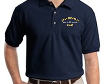 CV-59 USS Forrestal Embroidered Polo Shirt